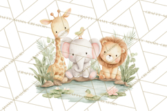 Safari Baby Animals Clipart PNG, Cute Pastel Watercolor Png Product Image 5