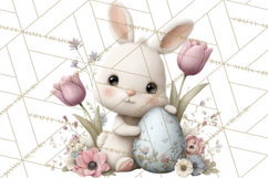 Easter Bunny Clipart PNG, Baby Bunnies in Pastel Garden Product Image 5