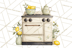 Farmhouse Lemon Kitchen Clipart, Lemon Kitchen Appliances Product Image 5