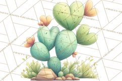 Boho Valentine Cactus Clipart PNG, Desert Romance Clip Art Product Image 5