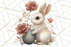 French Vintage Easter Bunny Clipart PNG, Soft Pastel Easter Product Image 5