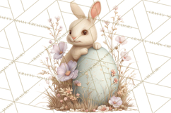 Easter Bunny Clipart PNG, Baby Bunnies in Pastel Garden Product Image 5