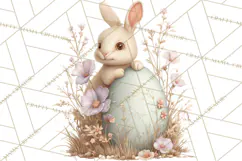 Easter Bunny Clipart PNG, Baby Bunnies in Pastel Garden Product Image 5