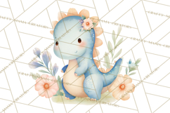 Cute Baby Dinosaurs Clipart PNG, Watercolor Dinosaur Product Image 5