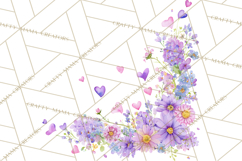 Watercolor Corner &amp; Border Clipart, Floral Frames, Heart Png Product Image 5