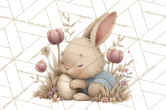 Easter Bunny Clipart PNG, Baby Bunnies in Pastel Garden Product Image 2