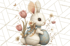 French Vintage Easter Bunny Clipart PNG, Soft Pastel Easter Product Image 2