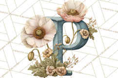 Blooming Letters Clipart, Floral Alphabet Clip Art PNG Product Image 3
