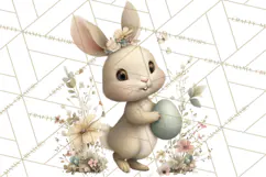 Easter Bunny Clipart PNG, Baby Bunnies in Pastel Garden Product Image 3