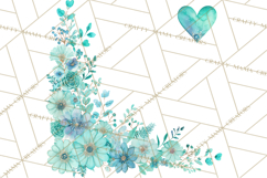 Watercolor Corner &amp; Border Clipart, Floral Frames, Heart Png Product Image 3