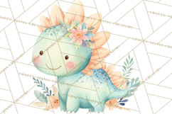 Cute Baby Dinosaurs Clipart PNG, Watercolor Dinosaur Product Image 3