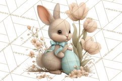 French Vintage Easter Bunny Clipart PNG, Soft Pastel Easter Product Image 3