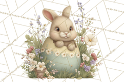 Easter Bunny Clipart PNG, Baby Bunnies in Pastel Garden Product Image 4