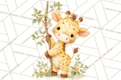 Safari Baby Animals Clipart PNG, Cute Pastel Watercolor Png Product Image 4