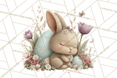 Easter Bunny Clipart PNG, Baby Bunnies in Pastel Garden Product Image 5