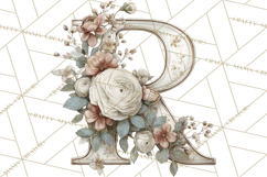 Blooming Letters Clipart, Floral Alphabet Clip Art PNG Product Image 5