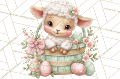 Easter Baby Animals in Baskets Clipart, Cute Lambs Png Product Image 5