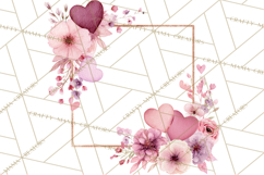 Watercolor Corner &amp; Border Clipart, Floral Frames, Heart Png Product Image 5