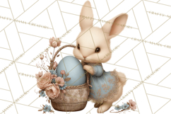 French Vintage Easter Bunny Clipart PNG, Soft Pastel Easter Product Image 5