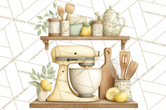 Farmhouse Lemon Kitchen Clipart, Lemon Kitchen Appliances Product Image 5