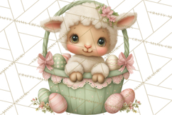 Easter Baby Animals in Baskets Clipart, Cute Lambs Png Product Image 2
