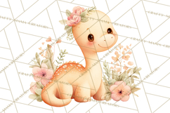 Cute Baby Dinosaurs Clipart PNG, Watercolor Dinosaur Product Image 2