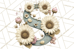 Blooming Letters Clipart, Floral Alphabet Clip Art PNG Product Image 2