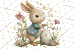 Easter Bunny Clipart PNG, Baby Bunnies in Pastel Garden Product Image 3