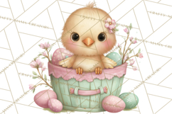 Easter Baby Animals in Baskets Clipart, Cute Lambs Png Product Image 3