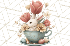 French Vintage Easter Bunny Clipart PNG, Soft Pastel Easter Product Image 3