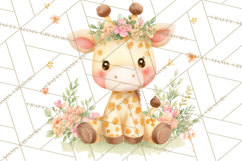 Safari Baby Animals Clipart PNG, Cute Pastel Watercolor Png Product Image 3