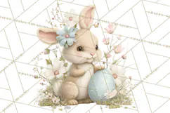 Easter Bunny Clipart PNG, Baby Bunnies in Pastel Garden Product Image 4