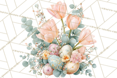 Easter Floral Clipart, Watercolor Spring Flowers Png Product Image 4