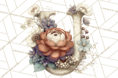 Blooming Letters Clipart, Floral Alphabet Clip Art PNG Product Image 4