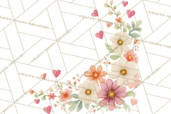 Watercolor Corner &amp; Border Clipart, Floral Frames, Heart Png Product Image 5
