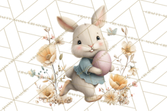 Easter Bunny Clipart PNG, Baby Bunnies in Pastel Garden Product Image 5