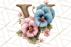 Blooming Letters Clipart, Floral Alphabet Clip Art PNG Product Image 5