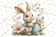 Easter Bunny Clipart PNG, Baby Bunnies in Pastel Garden Product Image 2