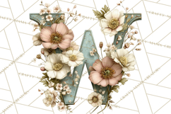 Blooming Letters Clipart, Floral Alphabet Clip Art PNG Product Image 2