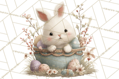 Easter Bunny Clipart PNG, Baby Bunnies in Pastel Garden Product Image 2