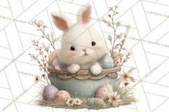 Easter Bunny Clipart PNG, Baby Bunnies in Pastel Garden Product Image 2
