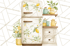 Farmhouse Lemon Kitchen Clipart, Lemon Kitchen Appliances Product Image 2