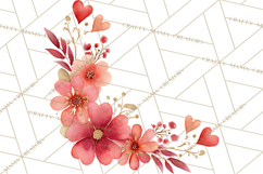 Watercolor Corner &amp; Border Clipart, Floral Frames, Heart Png Product Image 2