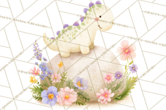 Cute Baby Dinosaurs Clipart PNG, Watercolor Dinosaur Product Image 2