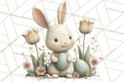 Easter Bunny Clipart PNG, Baby Bunnies in Pastel Garden Product Image 3