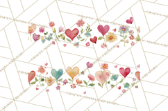 Watercolor Corner &amp; Border Clipart, Floral Frames, Heart Png Product Image 3