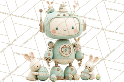 Easter Robot Clipart, Pastel Full-Body Robot Illustration Product Image 3