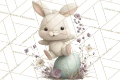Easter Bunny Clipart PNG, Baby Bunnies in Pastel Garden Product Image 4