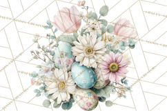 Easter Floral Clipart, Watercolor Spring Flowers Png Product Image 5