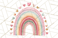 Valentine Boho Rainbow Clipart, Romantic Heart Rainbows PNG Product Image 5